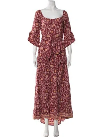 Pre-owned Natalie Martin Silk Long Dress In Red
