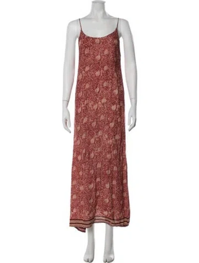 Pre-owned Natalie Martin Silk Long Dress In Red