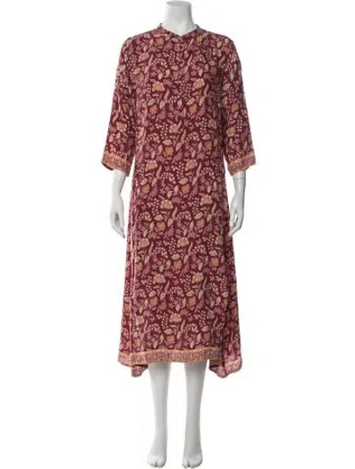 Pre-owned Natalie Martin Silk Long Dress In Red