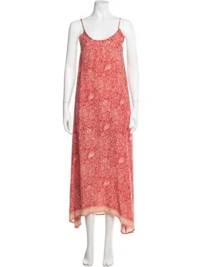 Pre-owned Natalie Martin Silk Long Dress In Red