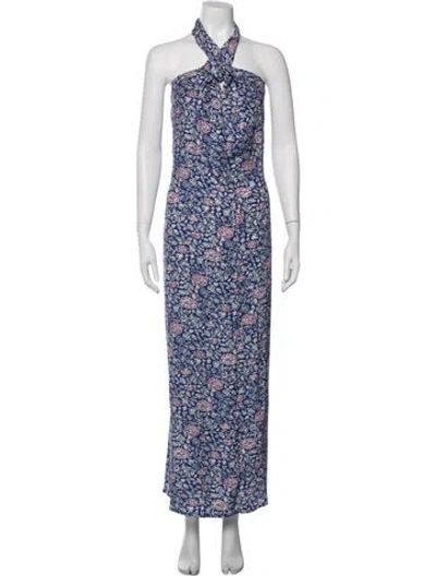 Pre-owned Natalie Martin Silk Long Dress W/ Tags In Blue