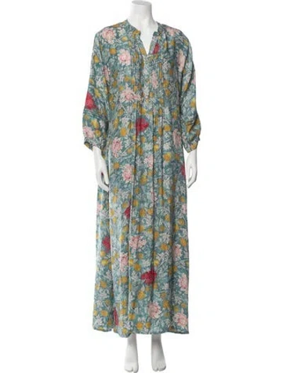Pre-owned Natalie Martin Silk Long Dress W/ Tags In Blue