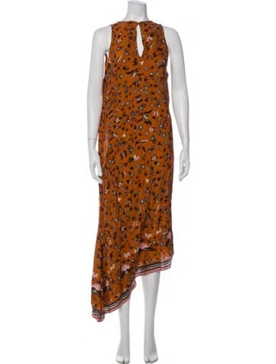 Pre-owned Natalie Martin Silk Long Dress W/ Tags In Brown