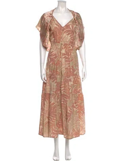 Pre-owned Natalie Martin Silk Long Dress W/ Tags In Neutral