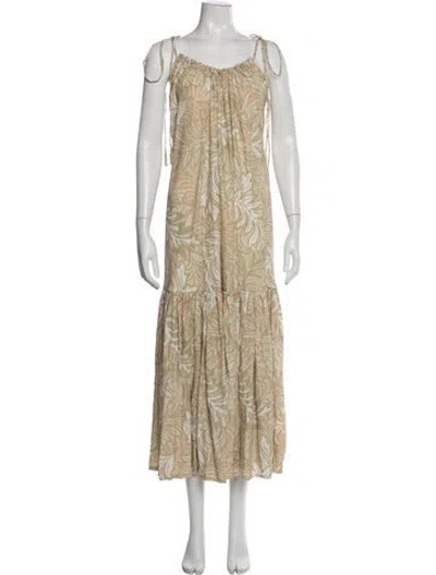 Pre-owned Natalie Martin Silk Long Dress W/ Tags In Neutral