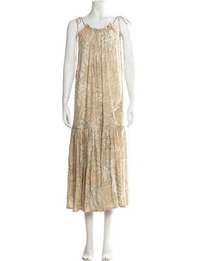Pre-owned Natalie Martin Silk Long Dress W/ Tags In Neutral