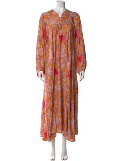 Pre-owned Natalie Martin Silk Long Dress W/ Tags In Orange
