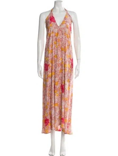 Pre-owned Natalie Martin Silk Long Dress W/ Tags In Pink