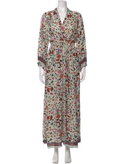Pre-owned Natalie Martin Silk Long Dress In White