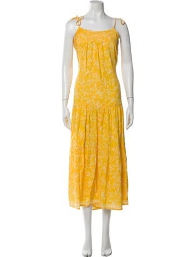 Pre-owned Natalie Martin Silk Long Dress In Yellow