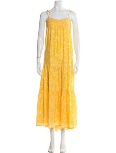 Pre-owned Natalie Martin Silk Long Dress In Yellow