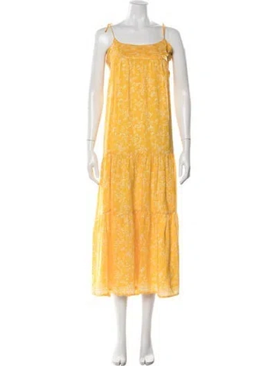 Pre-owned Natalie Martin Silk Long Dress In Yellow