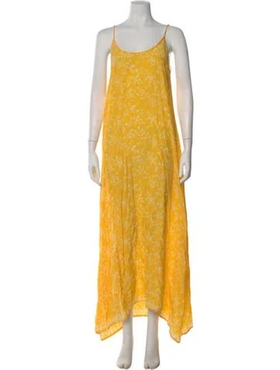 Pre-owned Natalie Martin Silk Long Dress In Yellow