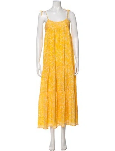 Pre-owned Natalie Martin Silk Long Dress In Yellow