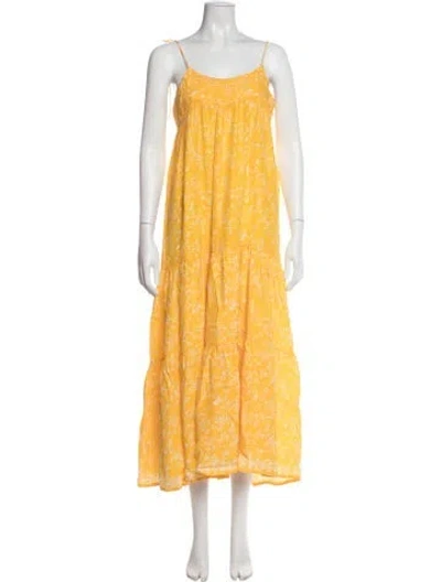Pre-owned Natalie Martin Silk Long Dress In Yellow