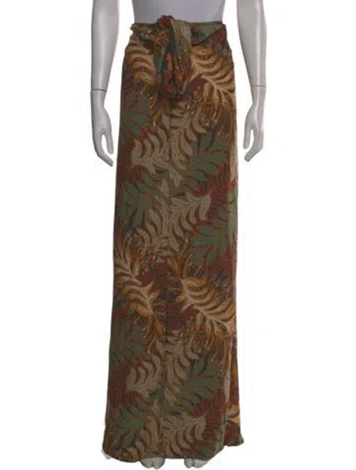 Pre-owned Natalie Martin Silk Long Skirt In Brown