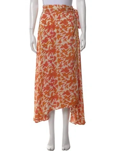 Pre-owned Natalie Martin Silk Long Skirt In Orange