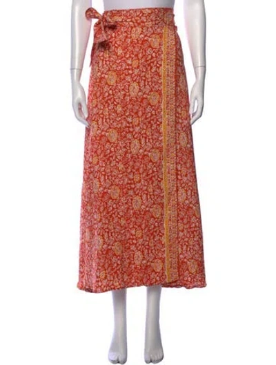 Pre-owned Natalie Martin Silk Long Skirt In Orange