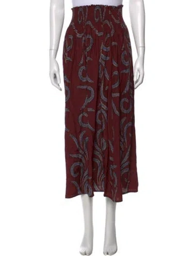Pre-owned Natalie Martin Silk Long Skirt In Red