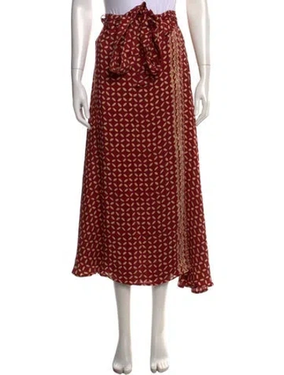 Pre-owned Natalie Martin Silk Long Skirt In Red