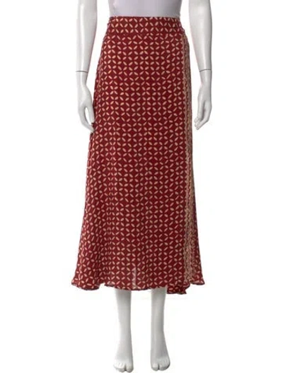 Pre-owned Natalie Martin Silk Long Skirt W/ Tags In Red