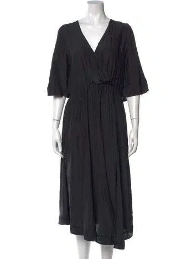 Pre-owned Natalie Martin Silk Midi Length Dress In Black
