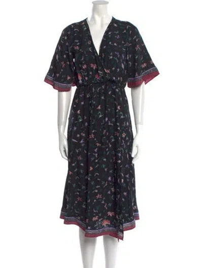 Pre-owned Natalie Martin Silk Midi Length Dress In Black