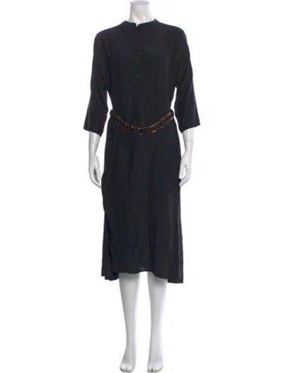 Pre-owned Natalie Martin Silk Midi Length Dress In Black