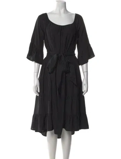 Pre-owned Natalie Martin Silk Midi Length Dress In Black