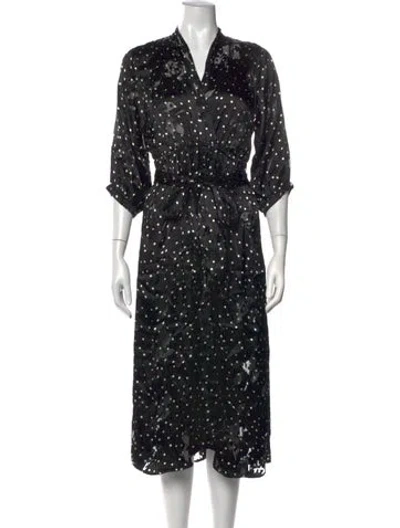 Pre-owned Natalie Martin Silk Midi Length Dress In Black