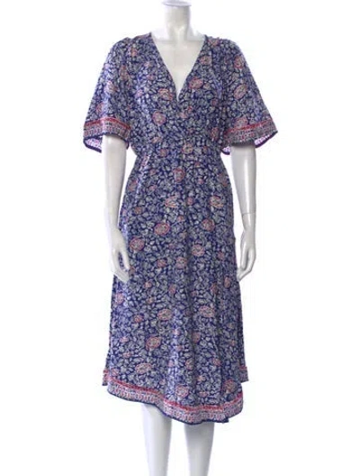 Pre-owned Natalie Martin Silk Midi Length Dress In Blue