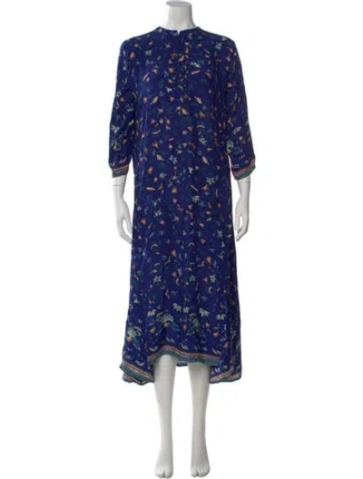 Pre-owned Natalie Martin Silk Midi Length Dress In Blue