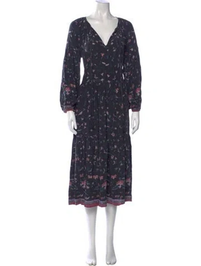 Pre-owned Natalie Martin Silk Midi Length Dress In Blue