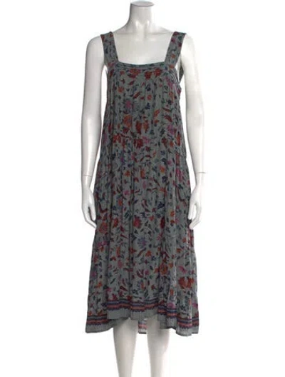 Pre-owned Natalie Martin Silk Midi Length Dress In Blue