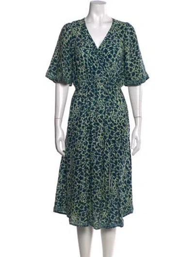 Pre-owned Natalie Martin Silk Midi Length Dress In Blue