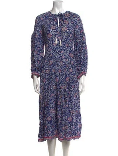 Pre-owned Natalie Martin Silk Midi Length Dress In Blue