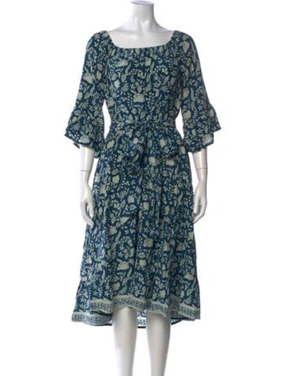 Pre-owned Natalie Martin Silk Midi Length Dress In Blue