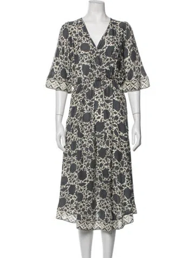 Pre-owned Natalie Martin Silk Midi Length Dress In Blue