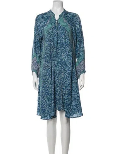 Pre-owned Natalie Martin Silk Midi Length Dress In Blue
