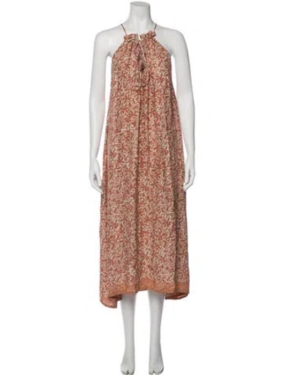 Pre-owned Natalie Martin Silk Midi Length Dress In Neutral