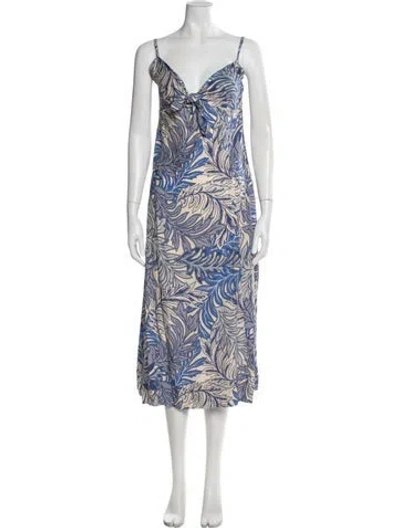 Pre-owned Natalie Martin Silk Midi Length Dress In Neutral