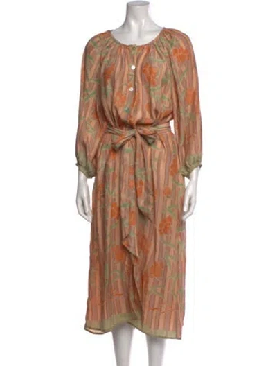 Pre-owned Natalie Martin Silk Midi Length Dress In Neutral
