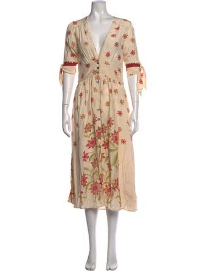 Pre-owned Natalie Martin Silk Midi Length Dress In Neutrals