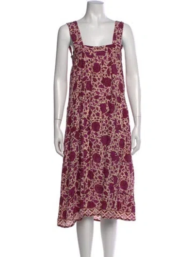 Pre-owned Natalie Martin Silk Midi Length Dress In Neutrals/pink