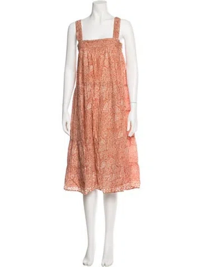 Pre-owned Natalie Martin Silk Midi Length Dress In Orange
