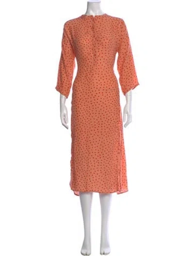 Pre-owned Natalie Martin Silk Midi Length Dress In Orange