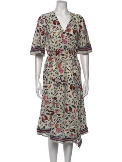 Pre-owned Natalie Martin Silk Midi Length Dress In Orange