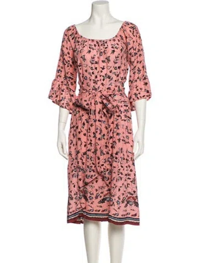Pre-owned Natalie Martin Silk Midi Length Dress In Pink