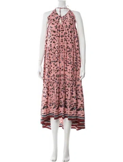 Pre-owned Natalie Martin Silk Midi Length Dress In Pink