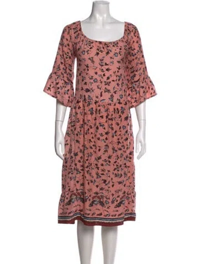 Pre-owned Natalie Martin Silk Midi Length Dress In Pink